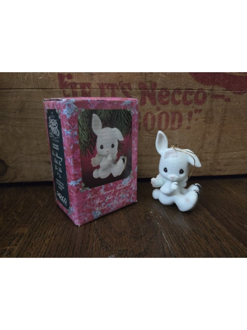 1991 Precious Moments Christmas Ornament “Sno-Bunny Falls For You Like I Do”